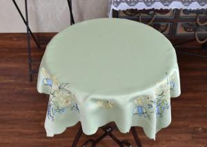 China Chemical Fiber Light Green Table Cloth , Embroidered Square Table Cloths on sale
