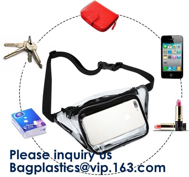 Beach Bag Clear PVC Bag Tote With Inner Pocket And Zipper Closure,PVC Bag Beach Tote With Black Handles, Bagease
