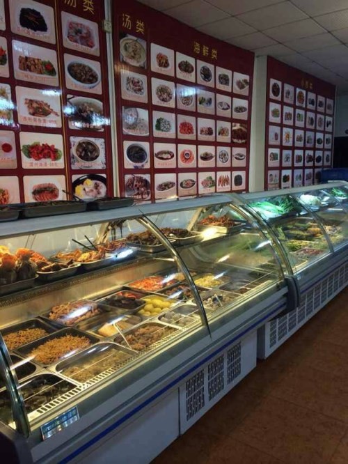 Lift Up Curved Glass Door Deli Display Refrigerator / Meat Display Chiller