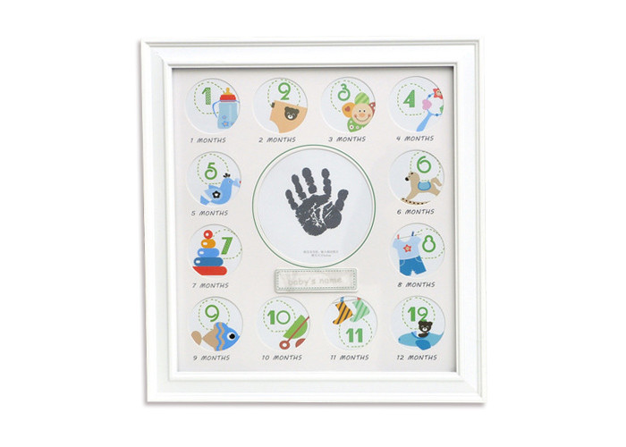 Wood White Creative Baby First 12 Months Photo Frame For Handprint Kit