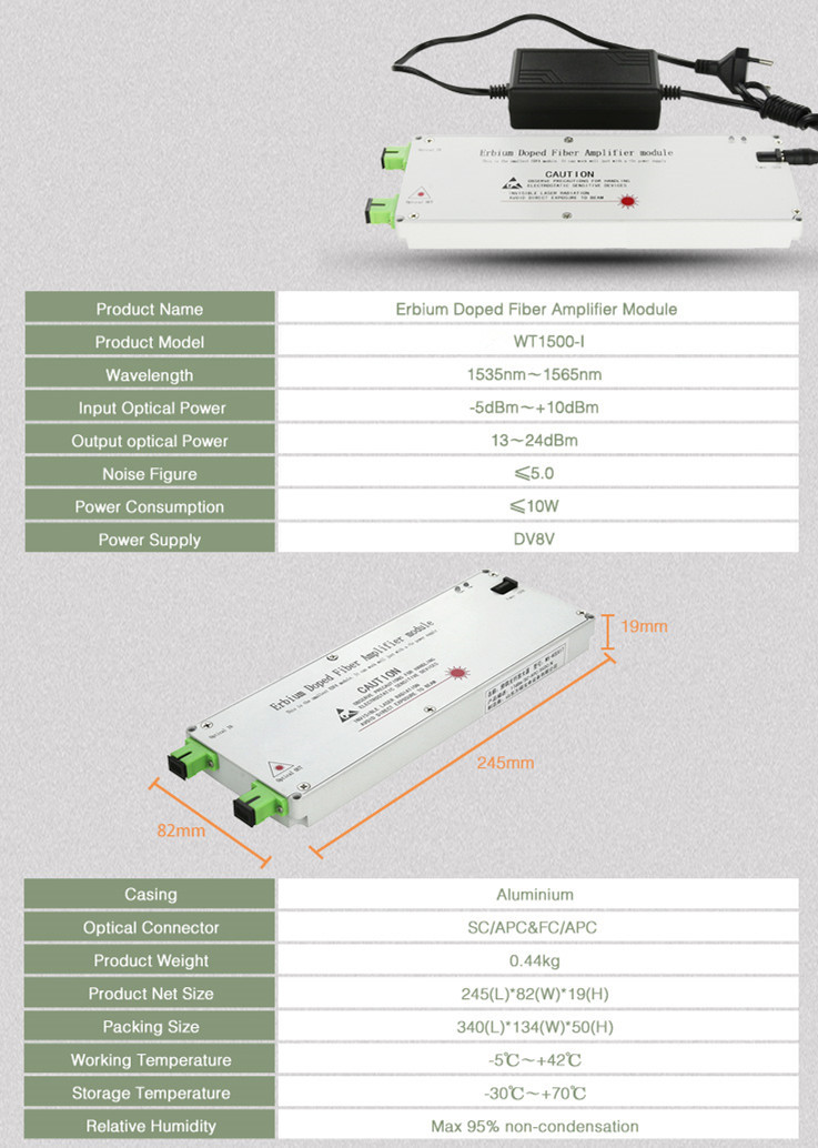 Indoor Mini EDFA Optical Amplifier Module CATV DBC 1550nm With WDM Technology