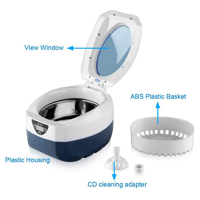 5 Mins Timer Household Ultrasonic Cleaner GT SONIC 750ml Capacity 40kHz For CD