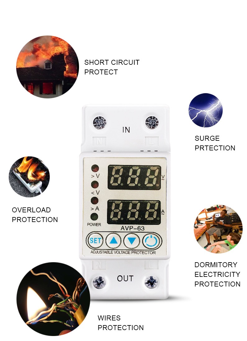 High quality Voltage Protector Adjustable Over Under Voltage Protector Electric Power Protector