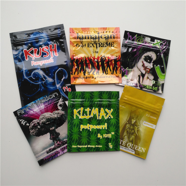 OEM Smell Proof Plastic Pouches Packaging k Aluminum Foil Cbd Gummy Bear Bud Seeds Pouch