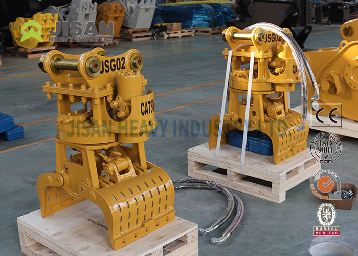 Square Rotating Demolition Grapple , Excavator Hydraulic Stone Sorting Grab