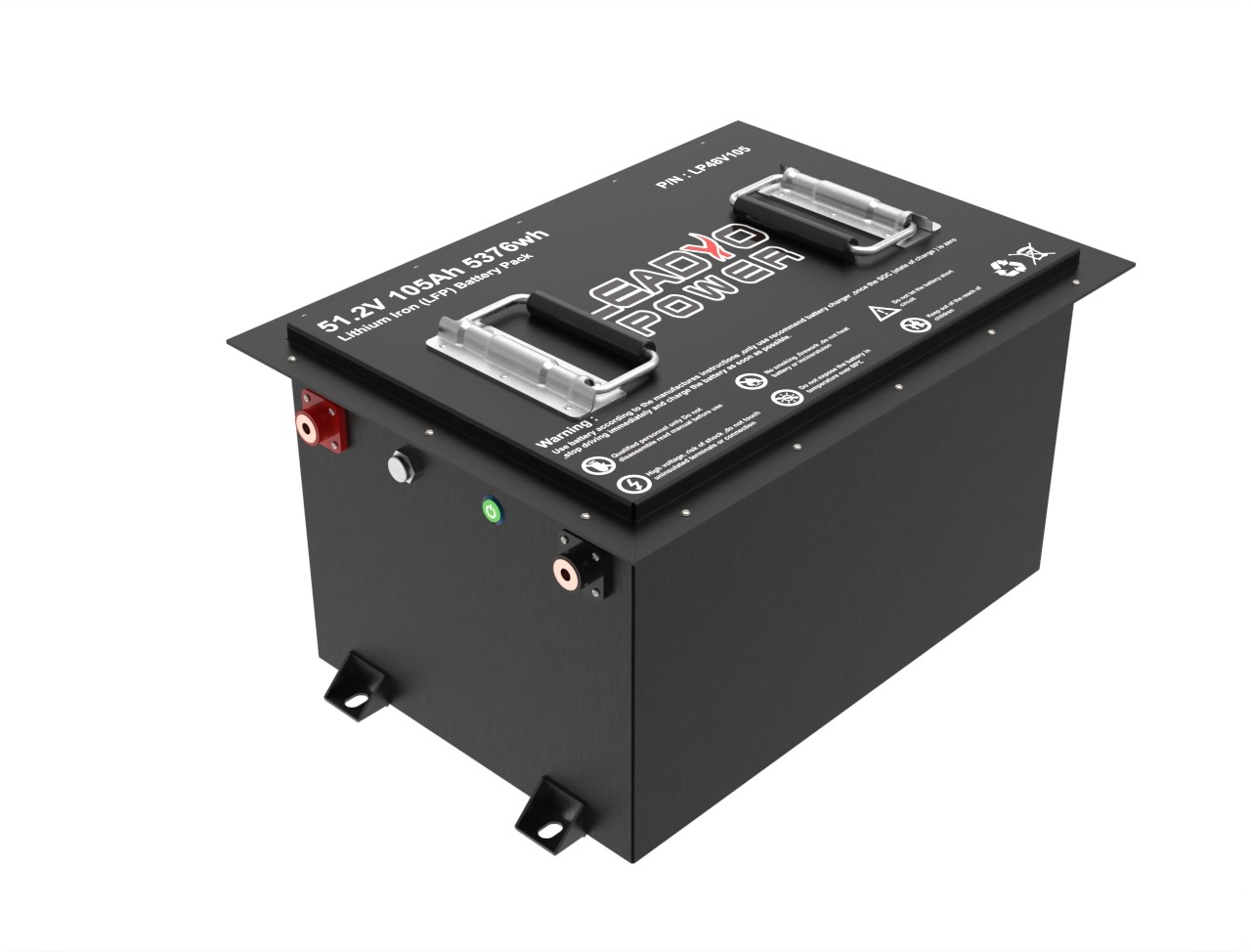51.2V 105Ah Golf Carts LiFePO4 Battery, 100A BMS, 2560Wh Energy