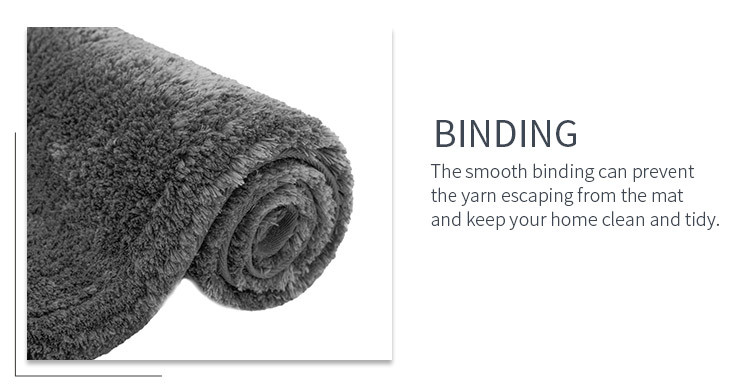 Grey Rectangle Tufted Bath Mat Microfiber Covered
