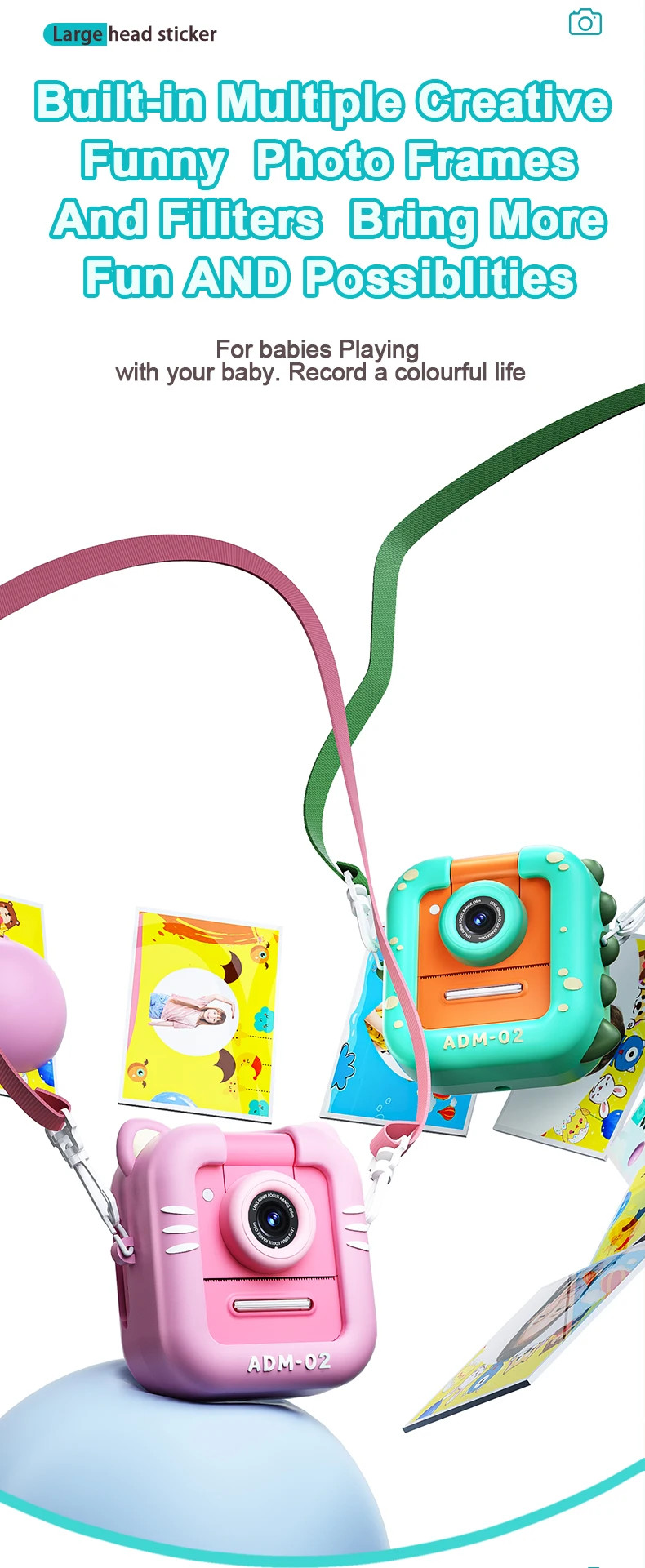Kids Camera Instant Print,1080P Kids Instant Cameras That Print Photos,Christmas Birthday Gifts