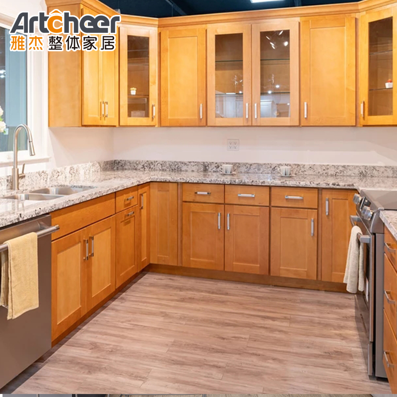 Plywood Carcase Modular Kitchen Cabinet with Modern Stylish Design and Marble Stone Top