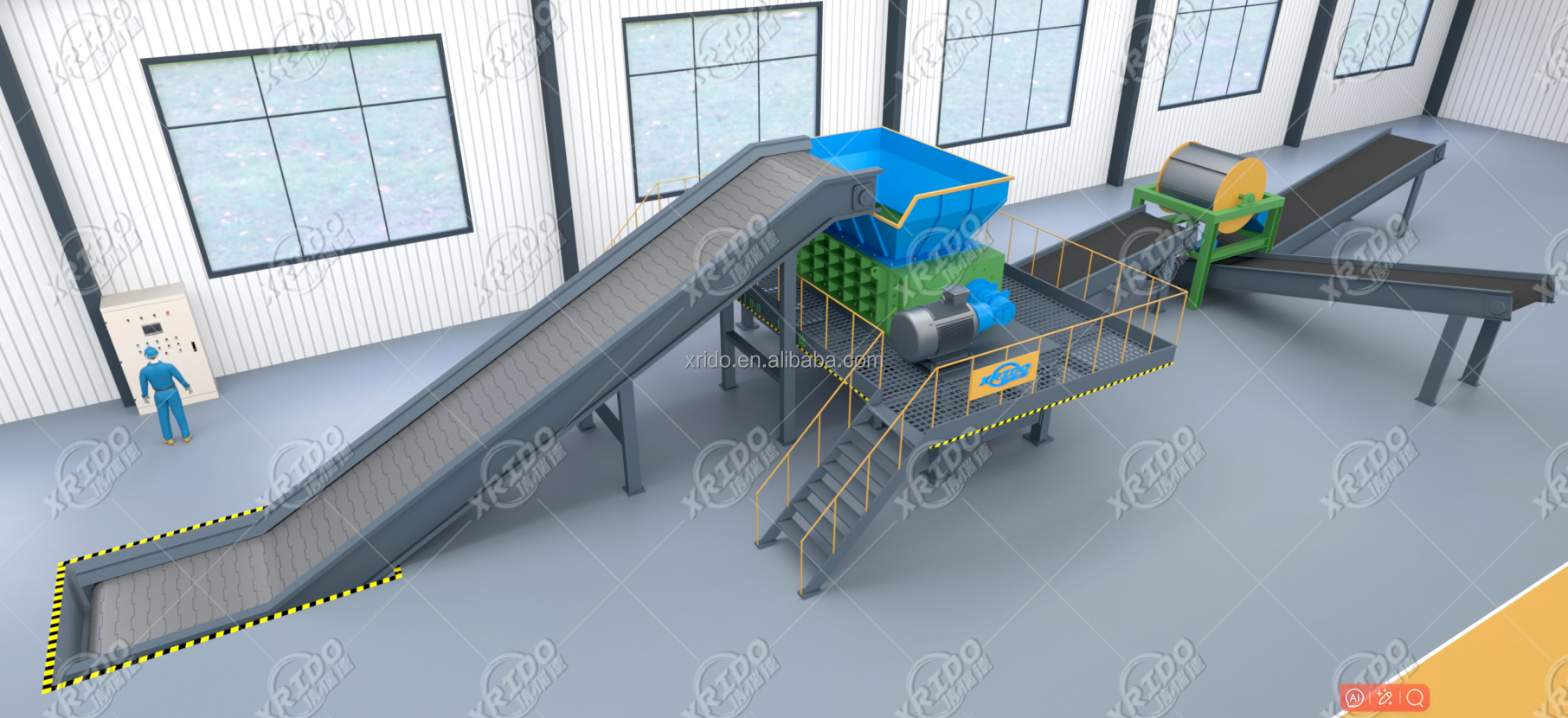 Heavy Scrap Metal Crusher Metal Double Shaft Shredder Machine Garden Waste Plastic Shredder
