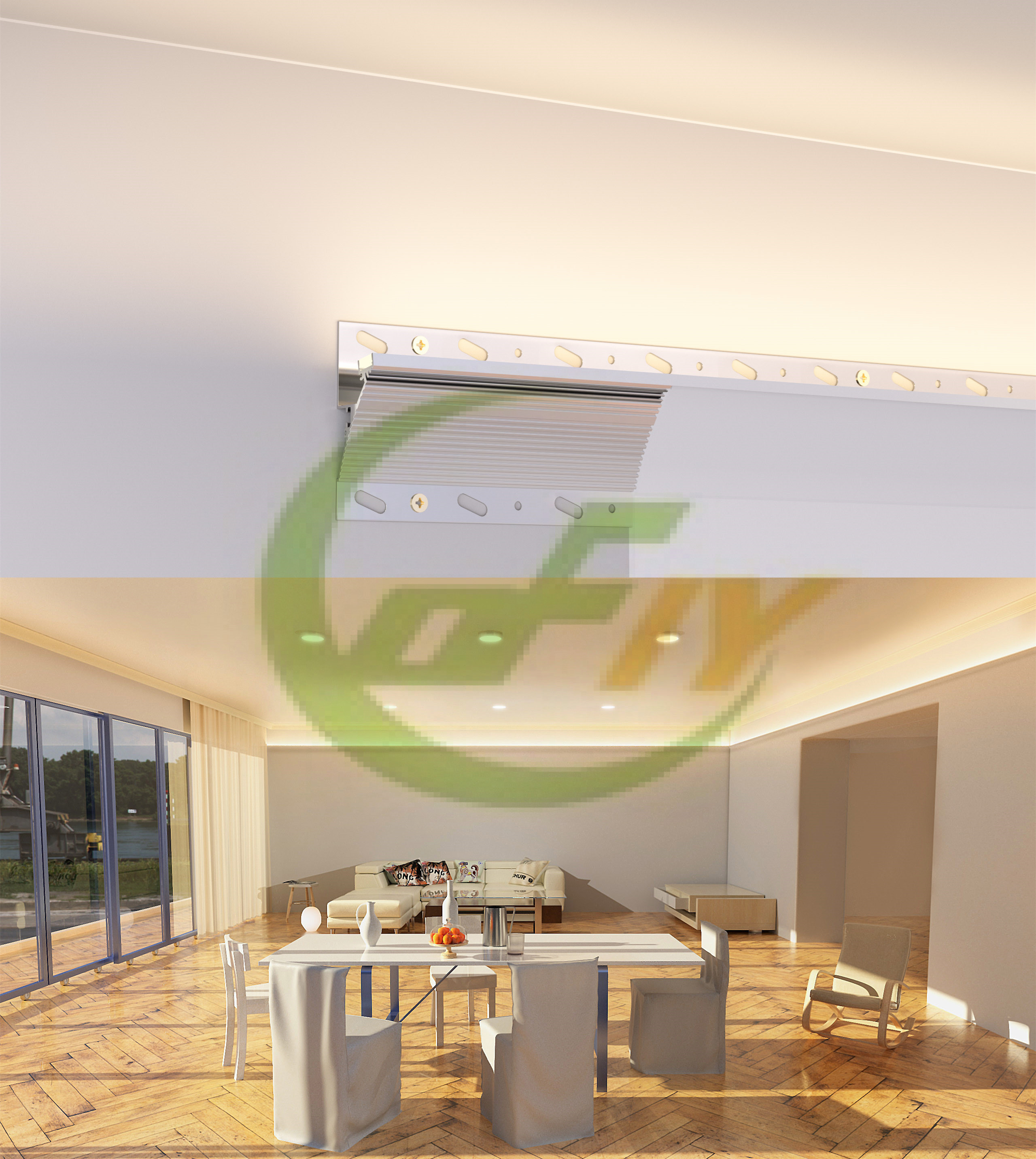 104*37.6mm Plaster LED Drywall Profile Housing Embedded ROHS Approved