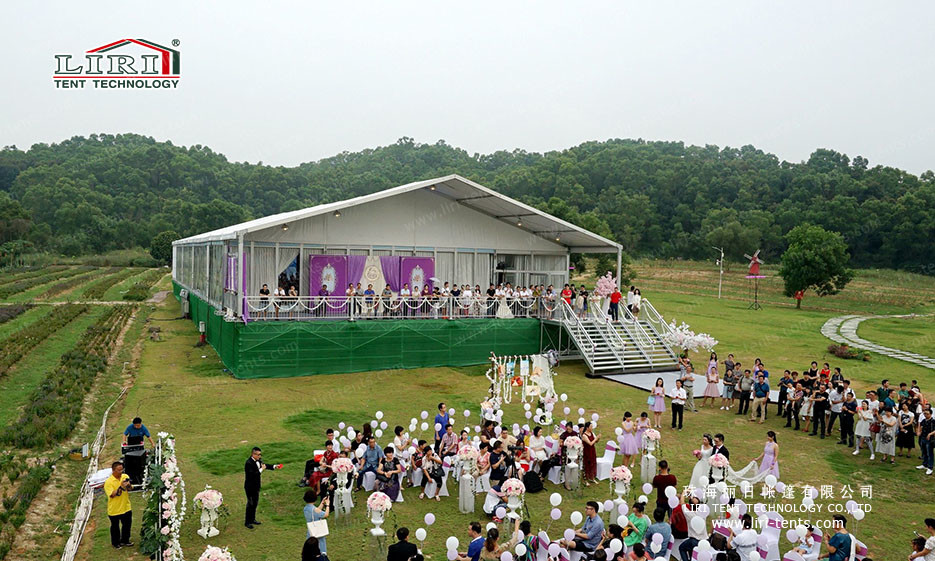 White Aluminum and PVC Luxury Celebrating Tent with Solid Sidewalls for 500 People Capacity Weddings and Parties
