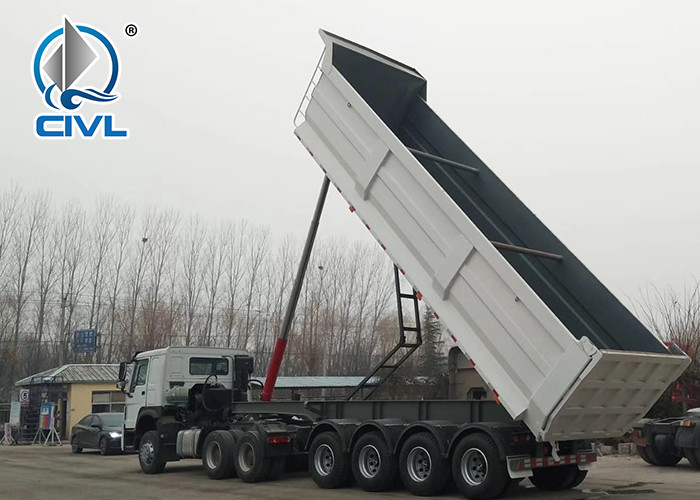 CIMC Semitrailer Rear 50 Ton 4 Axle Dump Semi Trailer Trucks With Front Lifting