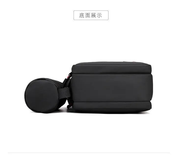 Custom Unisex Man Bag Messenger Men's Crossbody Shoulder Bag Black With Water Bottle Holder