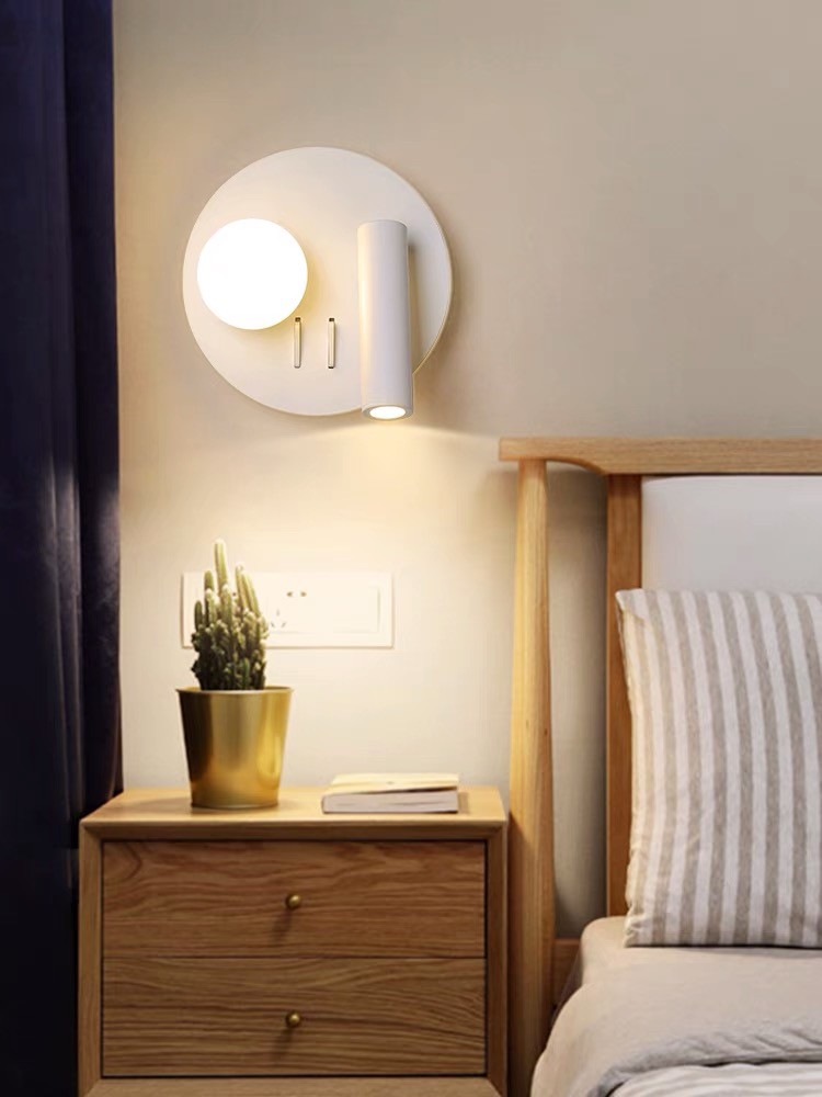 Bedside reading wall lamp acrylic ball Nordic bedroom bed board light living Bedhead wall light for hotel