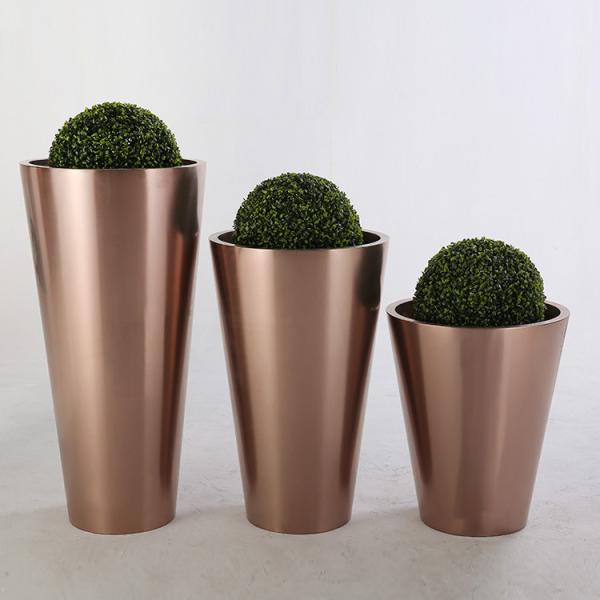 Height 1100mm Cone Stainless Steel Planter For Public Place Decorate