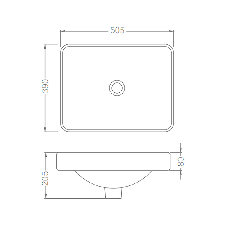 ARROW Counter Top Basin , Bathroom Hotel Wash Basin 505x390x205mm