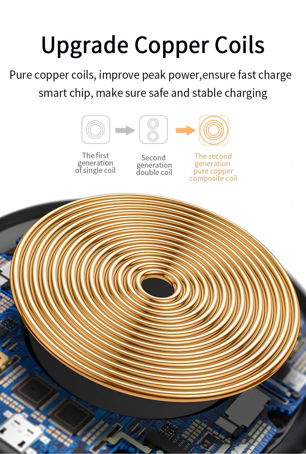 Mirror Desktop Qi Wireless Phone Charger Magnetic 15W With 1m Cable Type-C