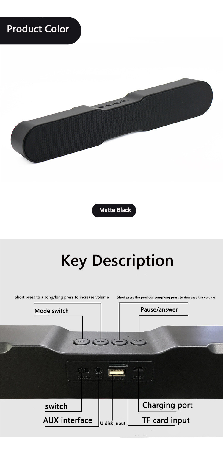 60W Wireless Wall Mounted Soundbars , Black 2.0 Channel Soundbar With Bluetooth