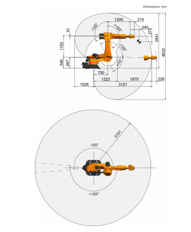 KR 180 R3100 Prime K Kuka Robot Arm Intelligent Floor Mounting Position