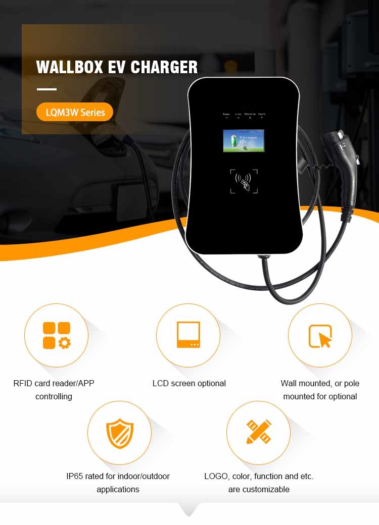 OCPP Wall Mounted Electric Car Charger Wallbox 22kw 3 Phase