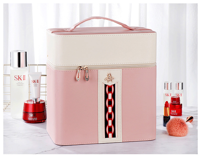 PU Leather Train Case Organizer With Adjustable Dividers
