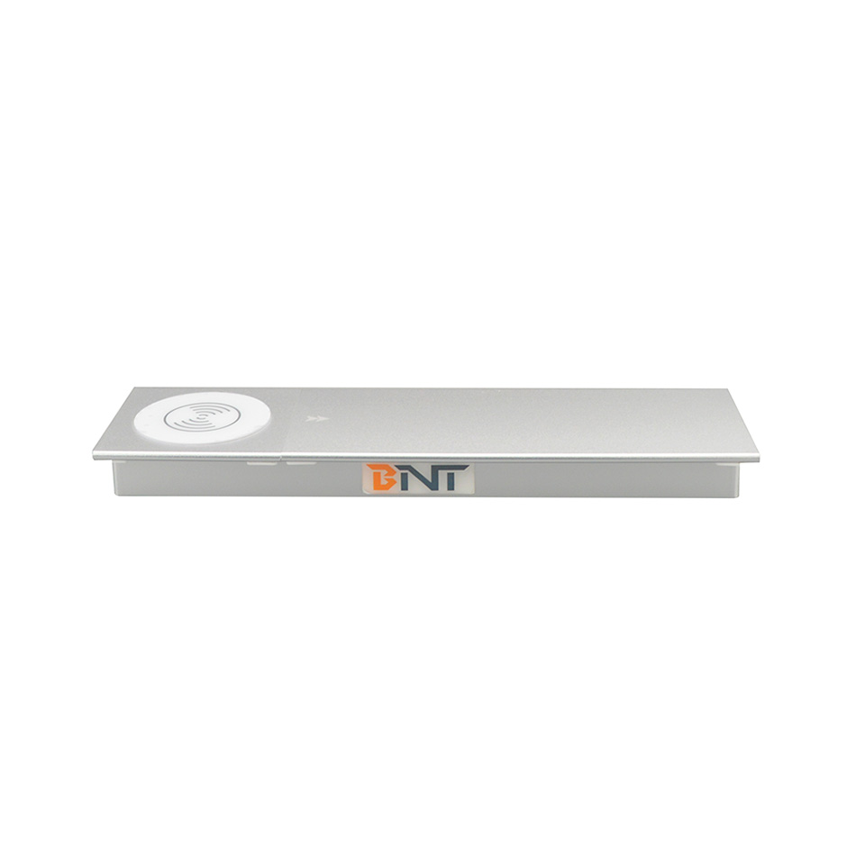 Sliding cover with wireless charger built in desktop socket for office table