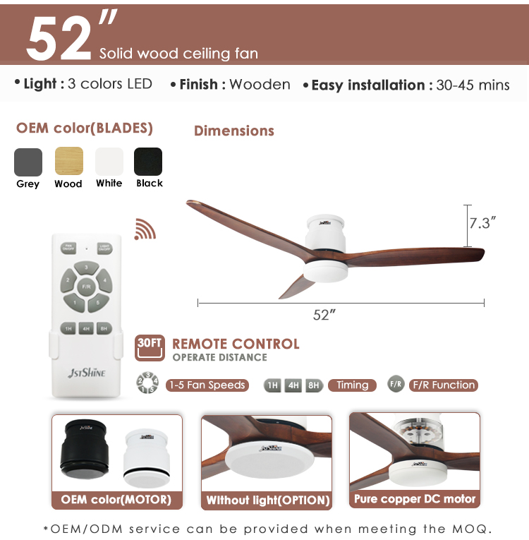 Support Dimmer Yes 1stshine LED Ceiling Fan with DC Motor and Space Saving Design