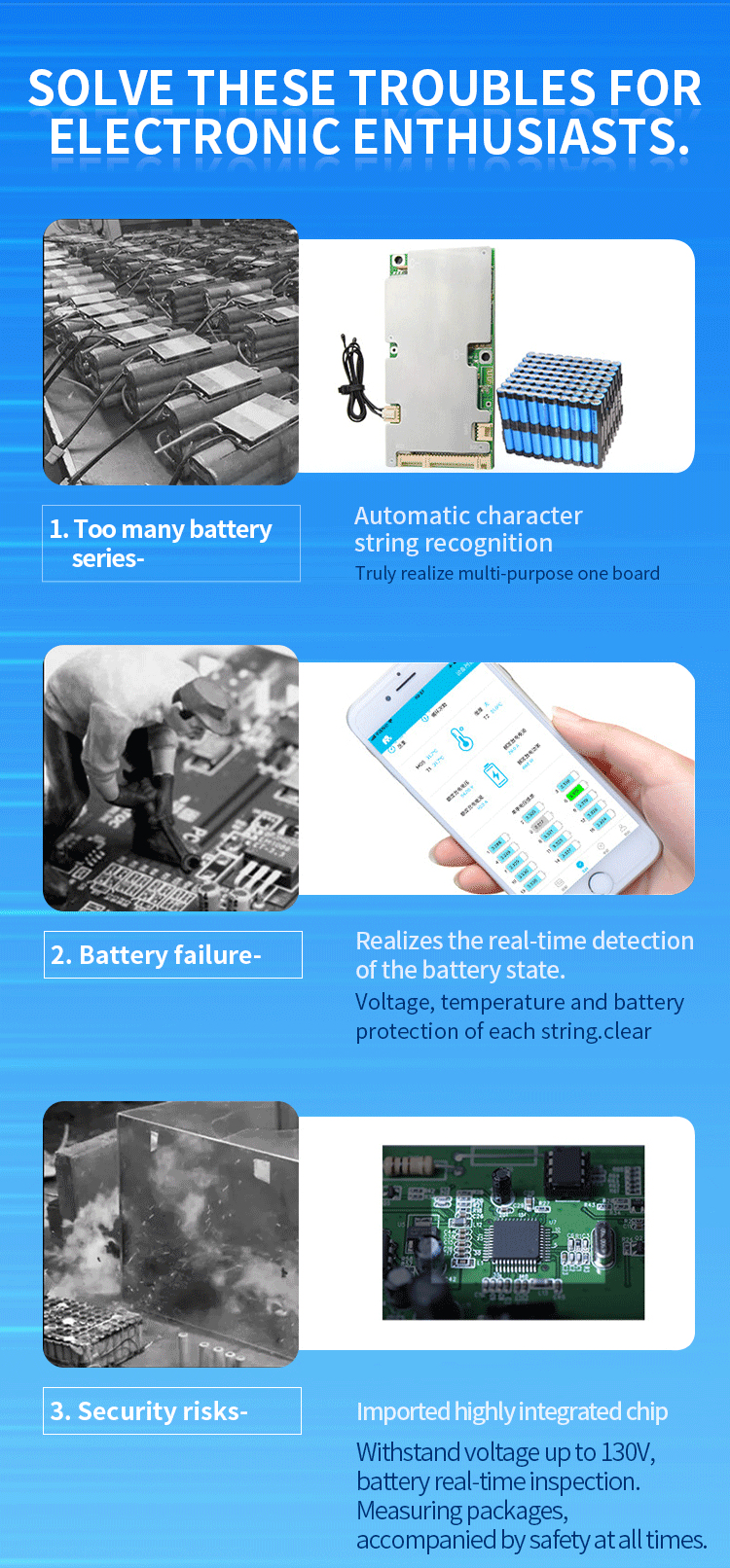 Li-Ion 9s 10s 11s 12s 20a 30a 40a E-Bike BMS , Battery Management System In Ev Vehicle