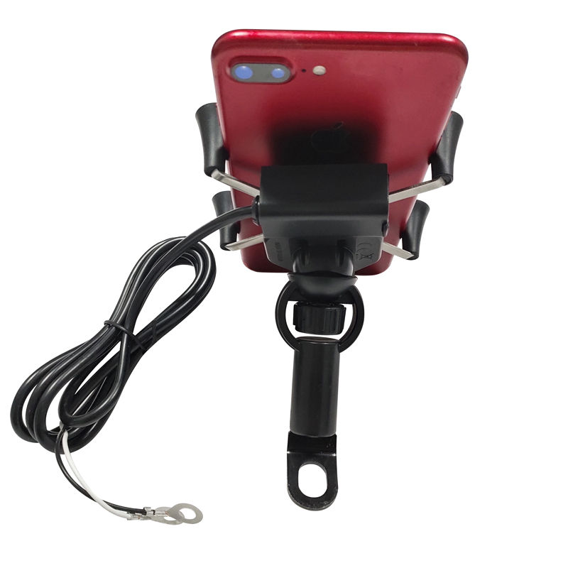 Multi Function Motorcycle Mobile Phone Mount , 5v 2.5A 360D Iphone Holder For Motorcycle