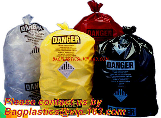 Extra large capacity biohazard drawtape trash bag interleaf coreless roll plastic hospital garbage bag, Medical Disposab