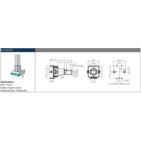 Rotary Encoder with Reset Function and Durable Control Knob for Audio Systems