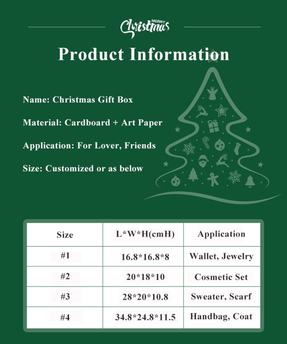 Set Of Four Different Size Cardboard Christmas Gift Box For Scarf Gloves