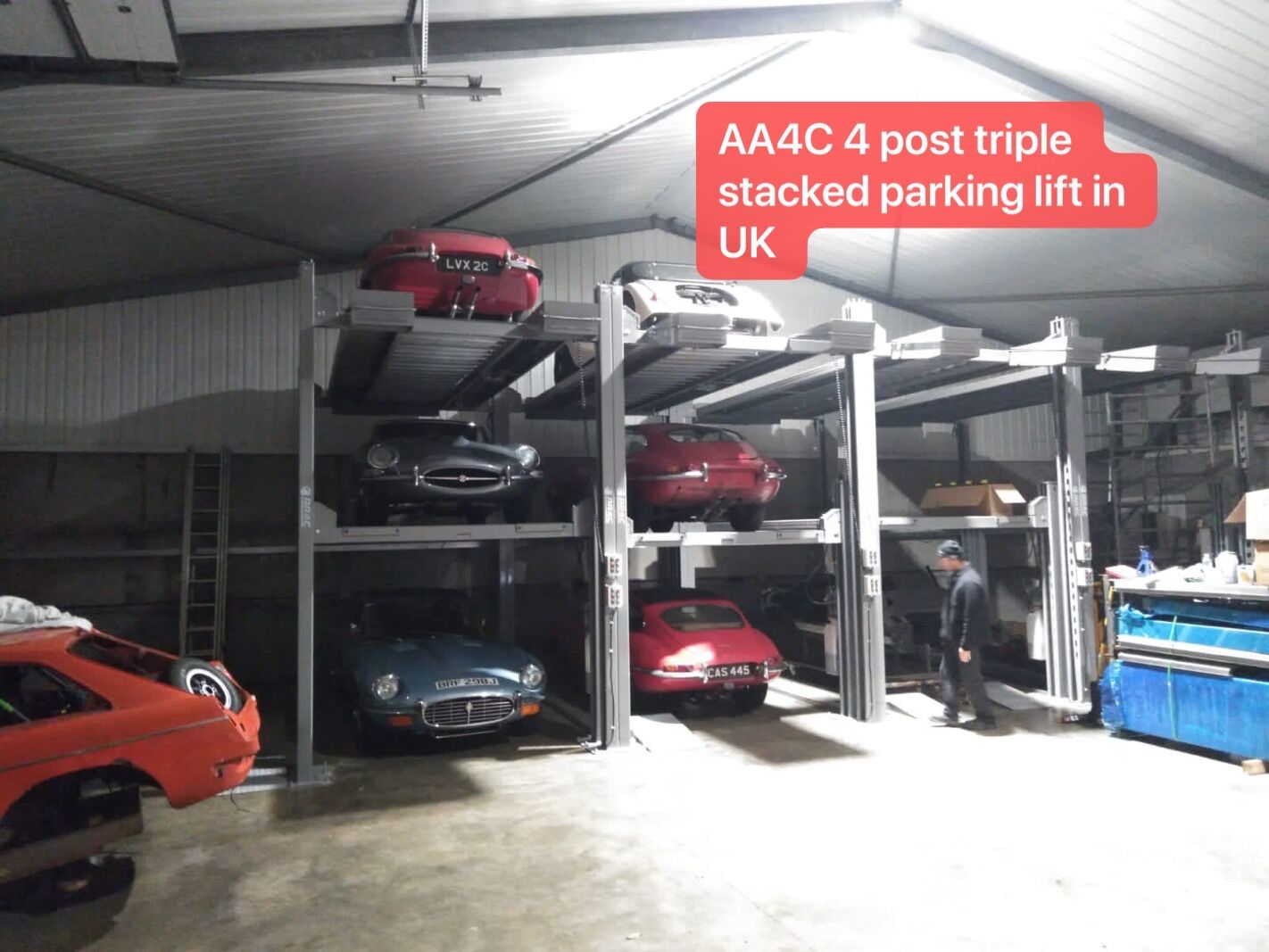 AA4C 4 Post Triple Car Parking Lift Auto Parking System Car Storage System