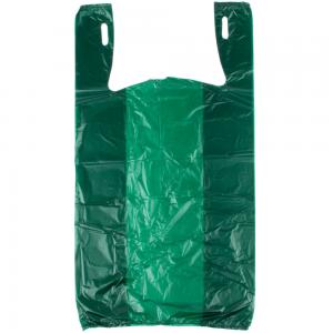 China Green Color Grocery Shopping Bags , Plastic Tee Shirt Bags Environmental Friendly on sale