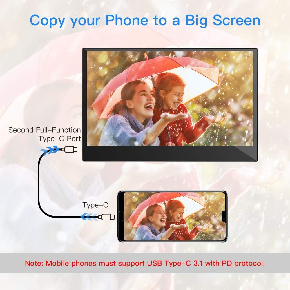 13.3 inch USB C Touchscreen Monitor 1920x1080 IPS Portable Monitor Second Monitor for Laptop PC Mini PC
