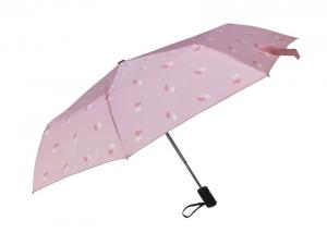 China Waterproof Automatic Travel Umbrella 3 Folding Pongee Rubber Caoted Handle on sale