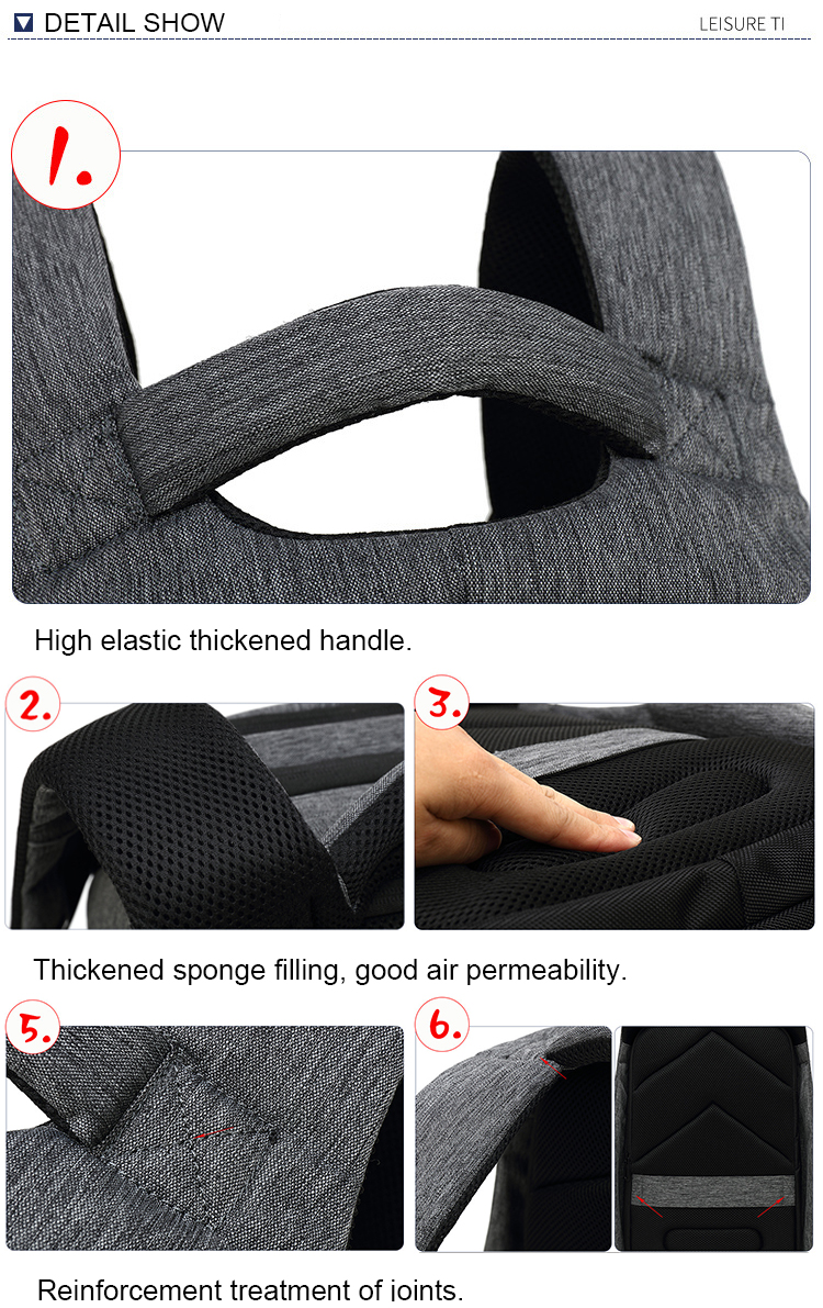 25 Litre Computer Interlayer USB Charging Anti Theft Waterproof Backpack