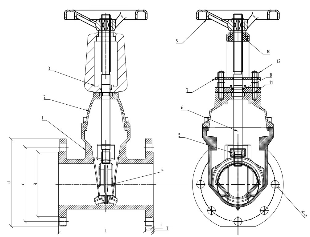 PN10 Ductile Iron Body 100mm Handwheel Soft Seal Rising Stem Elastic Gate Valve
