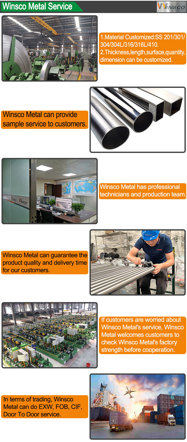 Ss Threaded 0.3mm Decorative Stainless Steel Tube Pipe Various Shapes Inox 201 304 316 Pattern Embossed