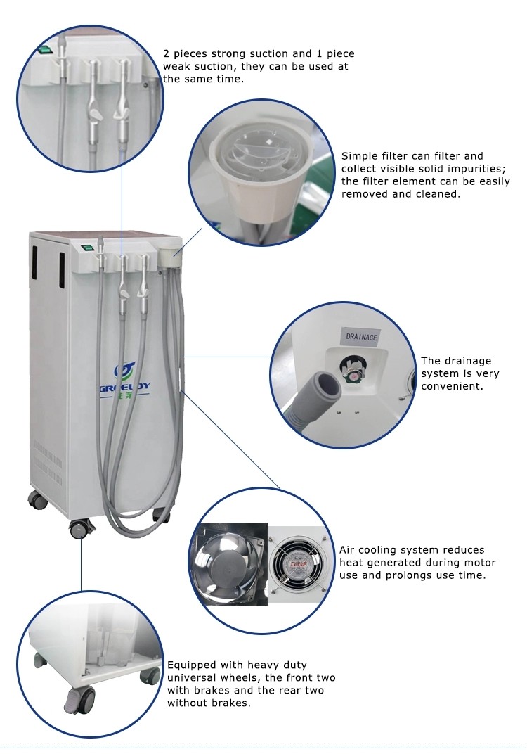 GS-M300 Portable Dental Suction Unit Modern Medical Equipment 350W 300L/Min Pump Flow