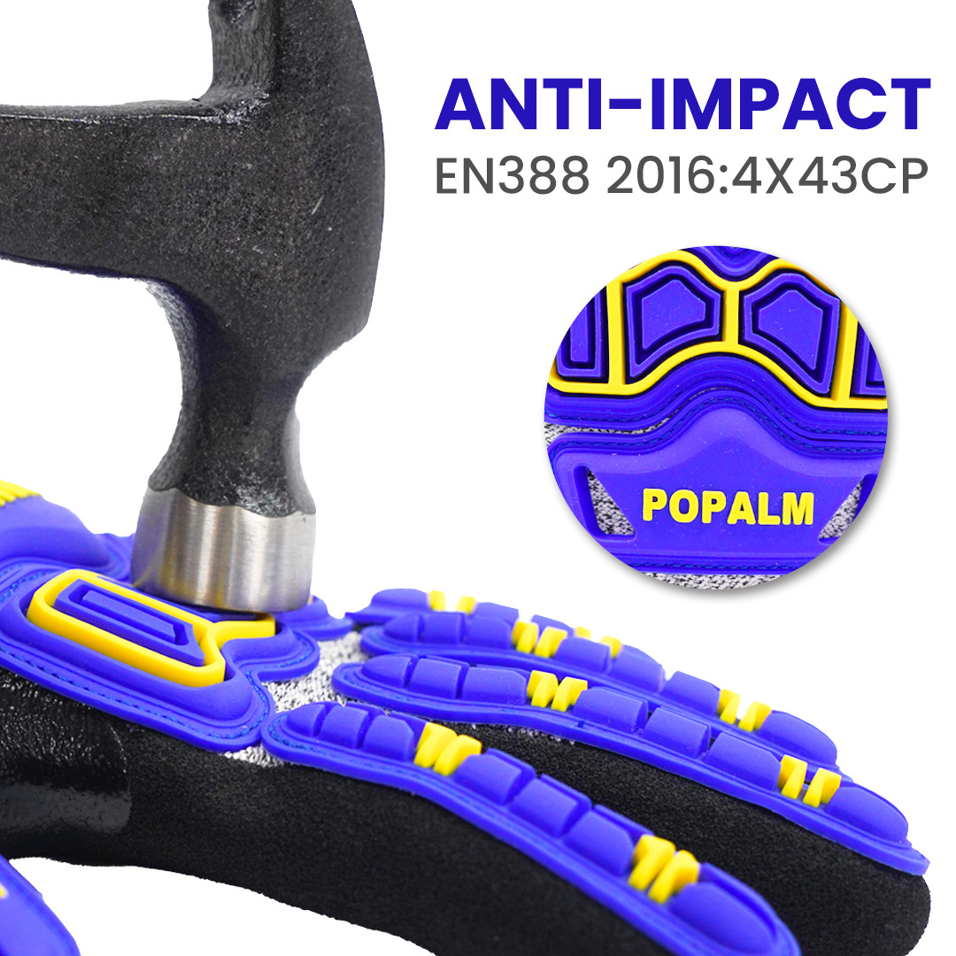 TPR Impact Safety Work Gloves13 Gauge Black Nitrile Sanding Screen TouchCut-Resistant Working Gloves With Reinfoeced Thumb Crutch
