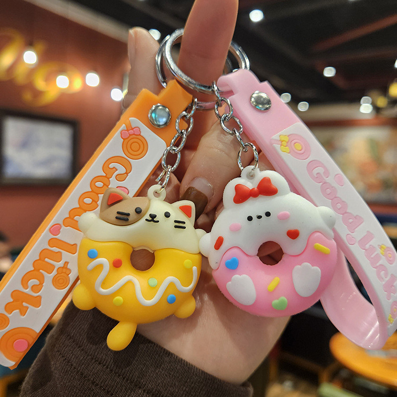 Cartoon Modeling Silicone Key Chain LED Flashlight Key Ring Handbag Bag Purse Pendant Key Holder