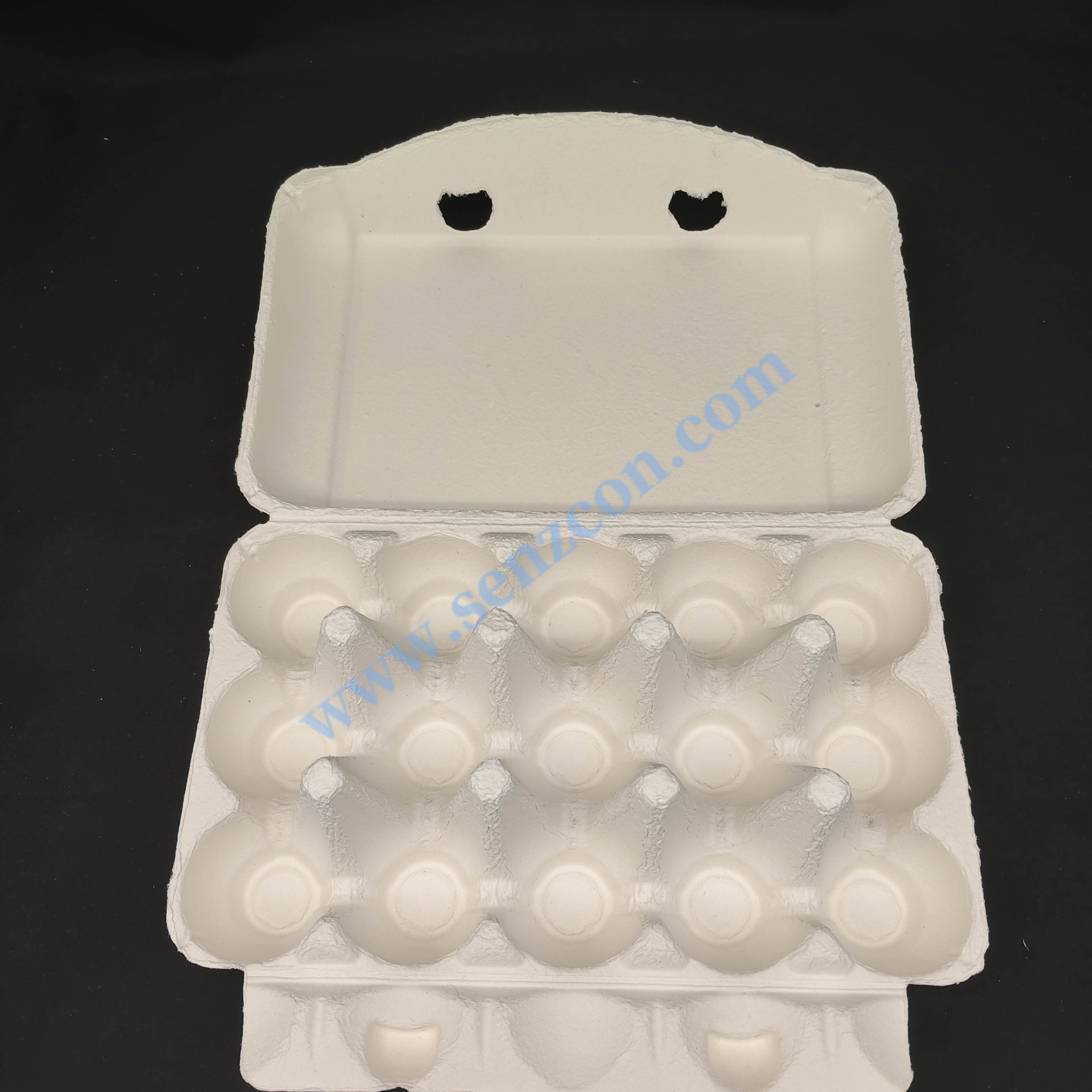 High-end customized egg trays in Chinese factories. White pulp molding packaging, shockproof, embedded, environmentally friendly and biodegradable.