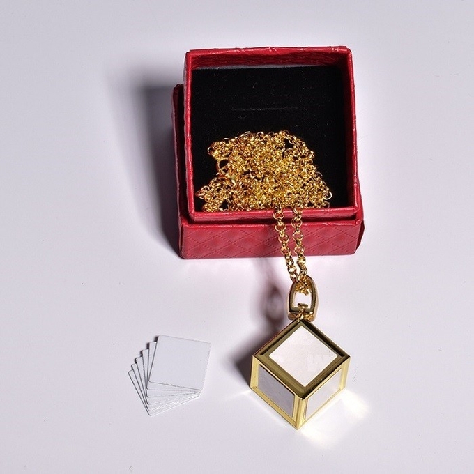 Custom Blank Sublimation Dice Cube Memory Pendant Necklace Sublimation Photo Necklace