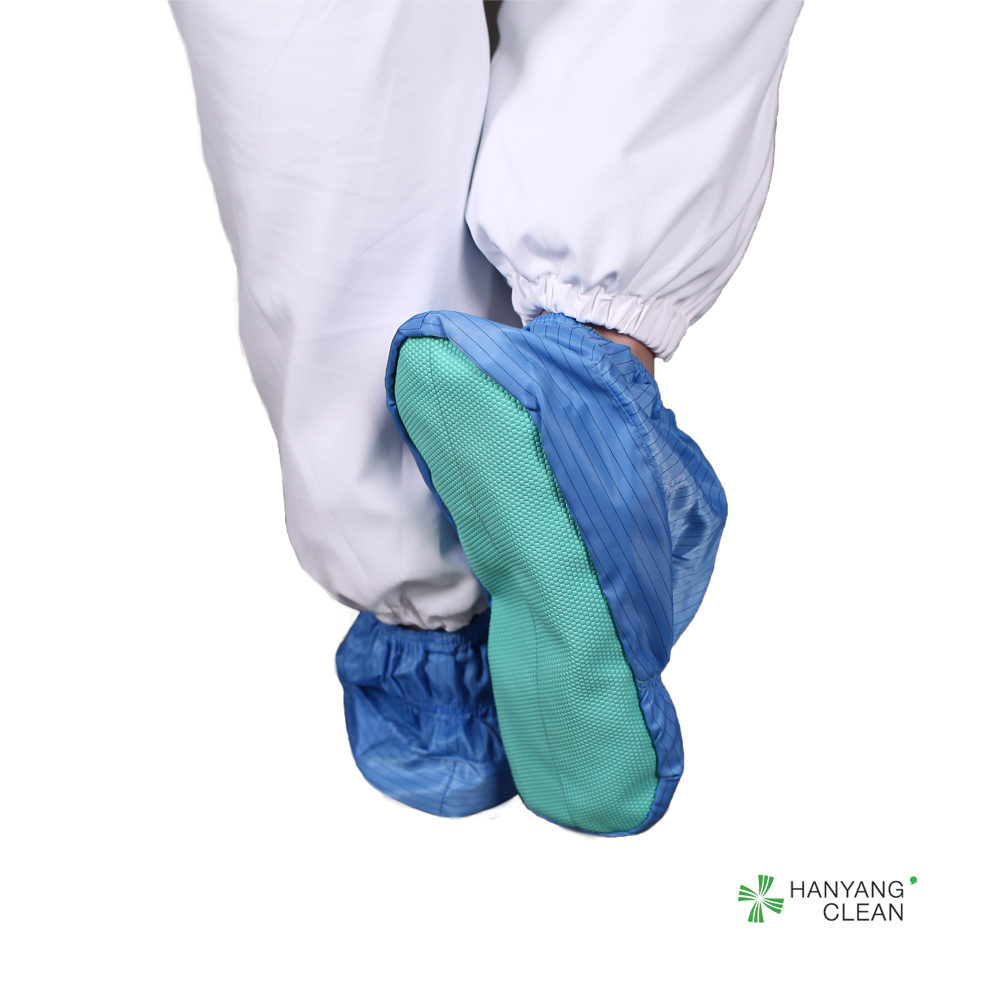 Medical clean room reusable and washable blue stripe shoes soft sole antistatic ESD anti-slip shoe covers
