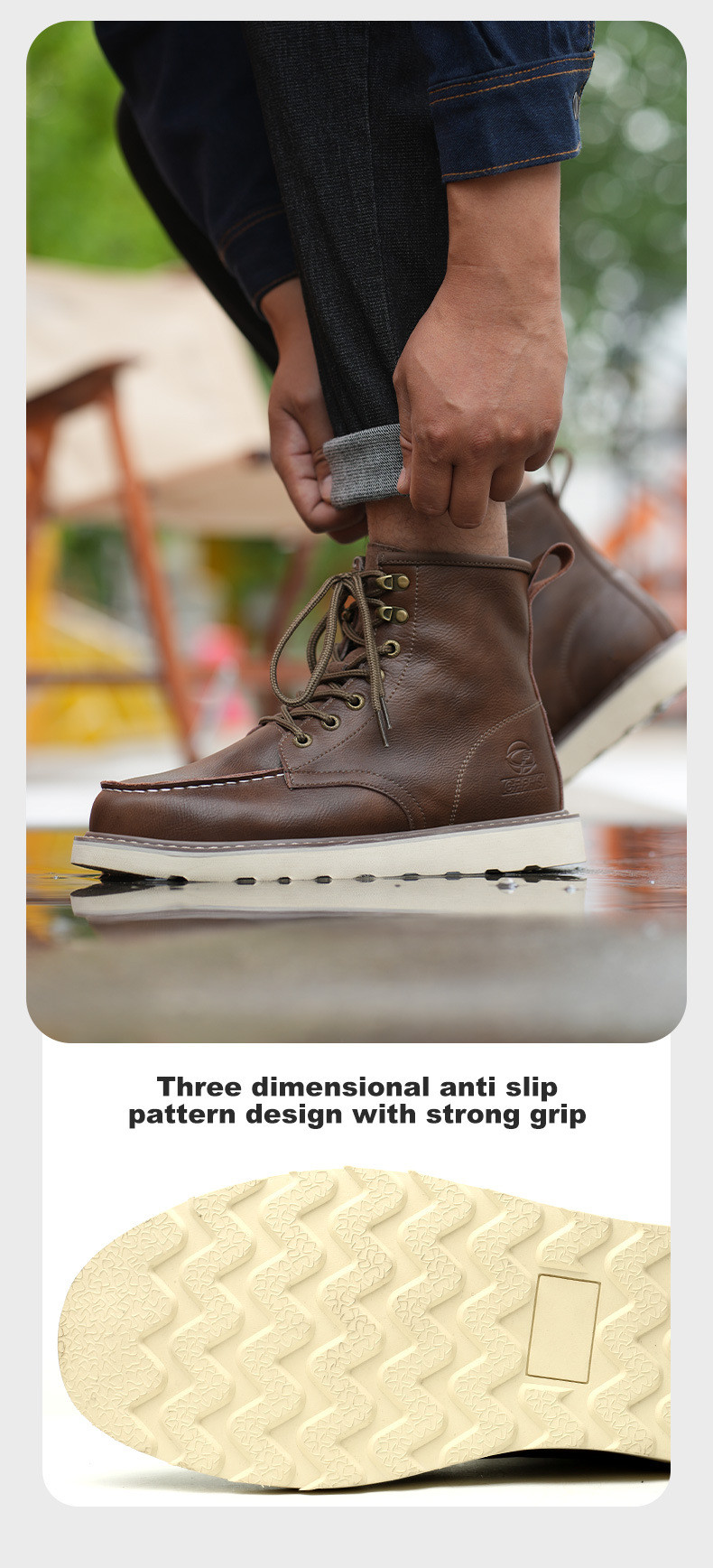 Kevlar Midsole Rubber Work Shoes In Brown Cowhide For Superior Safety Features