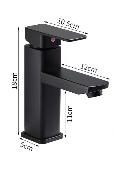 Deck Mount 304 Stainless Steel Bathroom Faucet Hotel Square Sink Tap