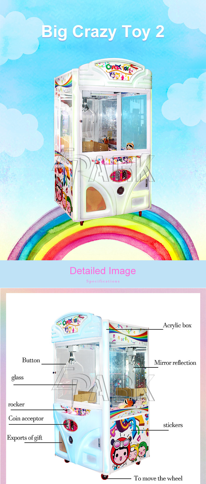 Kid Toy Gift Simulator Crane Game Machine Children Entertainment Equipment