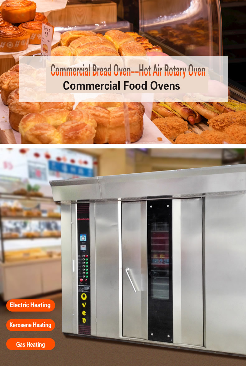 Stainless Steel High Temperature Hot Air Circulation Rotary Oven Commercial Gas Bread Oven